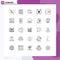 Editable Vector Line Pack of 25 Simple Lines of image, select box, search, form, search