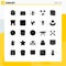Editable Vector Line Pack of 25 Simple Solid Glyphs of browser, nature, balance, floral, finance
