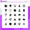 Editable Vector Line Pack of 25 Simple Solid Glyphs of online, development, office, pot, luck