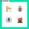 Editable Vector Line Pack of 4 Simple Flat Icons of air, rocket, baggage, tourist, wood
