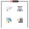 Editable Vector Line Pack of 4 Simple Flat Icons of analysis, sales, development, board, billboard