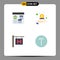 Editable Vector Line Pack of 4 Simple Flat Icons of app, money, develop, cash back, travel