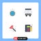Editable Vector Line Pack of 4 Simple Flat Icons of globe, travel, connection, bus, plumber