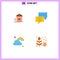 Editable Vector Line Pack of 4 Simple Flat Icons of home, group, couple, chat, happy