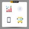 Editable Vector Line Pack of 4 Simple Flat Icons of research, smart phone, growth, basic, android