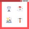 Editable Vector Line Pack of 4 Simple Flat Icons of video, distributed, hobby, santa, hard work