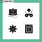 Editable Vector Line Pack of 4 Simple Solid Glyphs of cam, gear, monitor, game, setting