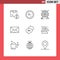 Editable Vector Line Pack of 9 Simple Outlines of chatting, message, direction, interface, rapid