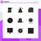 Editable Vector Line Pack of 9 Simple Solid Glyphs of apartment, home, paper, treatment, medical