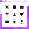 Editable Vector Line Pack of 9 Simple Solid Glyphs of delivery, phone, education, people, id