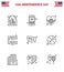 Editable Vector Line Pack of USA Day 9 Simple Lines of party; buntings; mobile; american; love