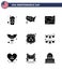Editable Vector Line Pack of USA Day 9 Simple Solid Glyphs of decoration; american; food; police; security