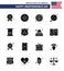 Editable Vector Solid Glyph Pack of USA Day 16 Simple Solid Glyphs of american; american; badge; text; united