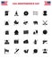 Editable Vector Solid Glyph Pack of USA Day 25 Simple Solid Glyph of hat; american; usa; paper; festival