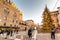 EDITORIAL,CHRISTMAS TREE NEAR NEPTUNE IN PIAZZA MAGGIORE IN BOLOGNA