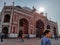 Editorial dated:11th february 2020 Location: Delhi India, Humayun\'s Tomb. Tourist at the main building of Humayun\'s tomb