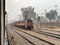 Editorial. Dated-18th April 2020, location - New Delhi.An Indian Frieght train. A forward view of outside the train door