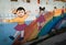 Editorial dated : 8th may 2020 location dehradun ,INDIA. A colorful artwork on the kindergarten school wall