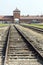 Editorial infamous iconic train entry gate building Birkenau Ger