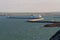 Editorial, Irish Ferries Ferry ship entering the Port of Holyhead harbour harbor