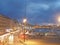 Editorial port harbor Marseille France with boats night scene