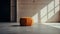 Editorial Style Photograph Of Pouf In Simple Brutalist Environment