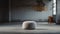 Editorial Style Photograph Of Pouf In Simple Brutalist Environment