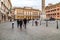 EDITORIAL tourists walking in Piazza Montecitorio in Rome