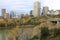 Edmonton city center with colorful aspen in autumn