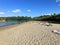 Edmonton locals enjoying time at a newly developed beach along the banks of the North Saskatchewan River.