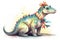 An Edmontosaurus wearing a bright polka dot ribbon. AI generation
