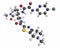 Edoxaban anticoagulant drug molecule (direct FXa inhibitor). Atoms are represented as spheres with conventional color coding: