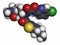 Edoxaban anticoagulant drug molecule (direct FXa inhibitor). Atoms are represented as spheres with conventional color coding: