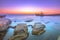 Edro III shipwreck at sunset near Coral Bay, Peyia, Paphos, Cyprus