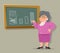 Education Blackboard Old Female Teacher Granny Character Adult Icon Isolated