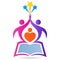 Education book school logo emblem aim high reach star vector design