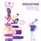 Education through books and self-study vector illustration. Help and support in education