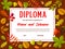 Education certificate with autumn leaves, diploma