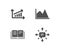 Education, Chart and Line chart icons. Sms sign. Instruction book, Financial graph, Conversation.