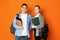 Education concept. Classmates posing with exercise books