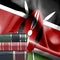 Education concept - Stack of books and reading glasses against National flag of Kenya