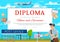 Education diploma for school, frame with postman