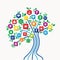 Education e-learning technology concept tree with icons set