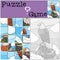 Education games for kids. Puzzle. Cute bald eagle sits on the rock.