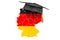 Education in Germany concept. German map with graduate cap, 3D rendering