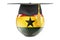 Education in Ghana concept. Ghanaian flag with graduation cap, 3D rendering