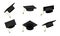 Education graduate cap illustration. College symbol  school or academic hat. Vector set master degree icon