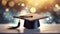 Education graduation hat symbol of online e learning, academic degree