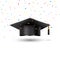 Education graduation university cup on white background. Success academic student hat for ceremony confetti school achievement