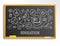 Education hand draw integrated icons set on school blackboard